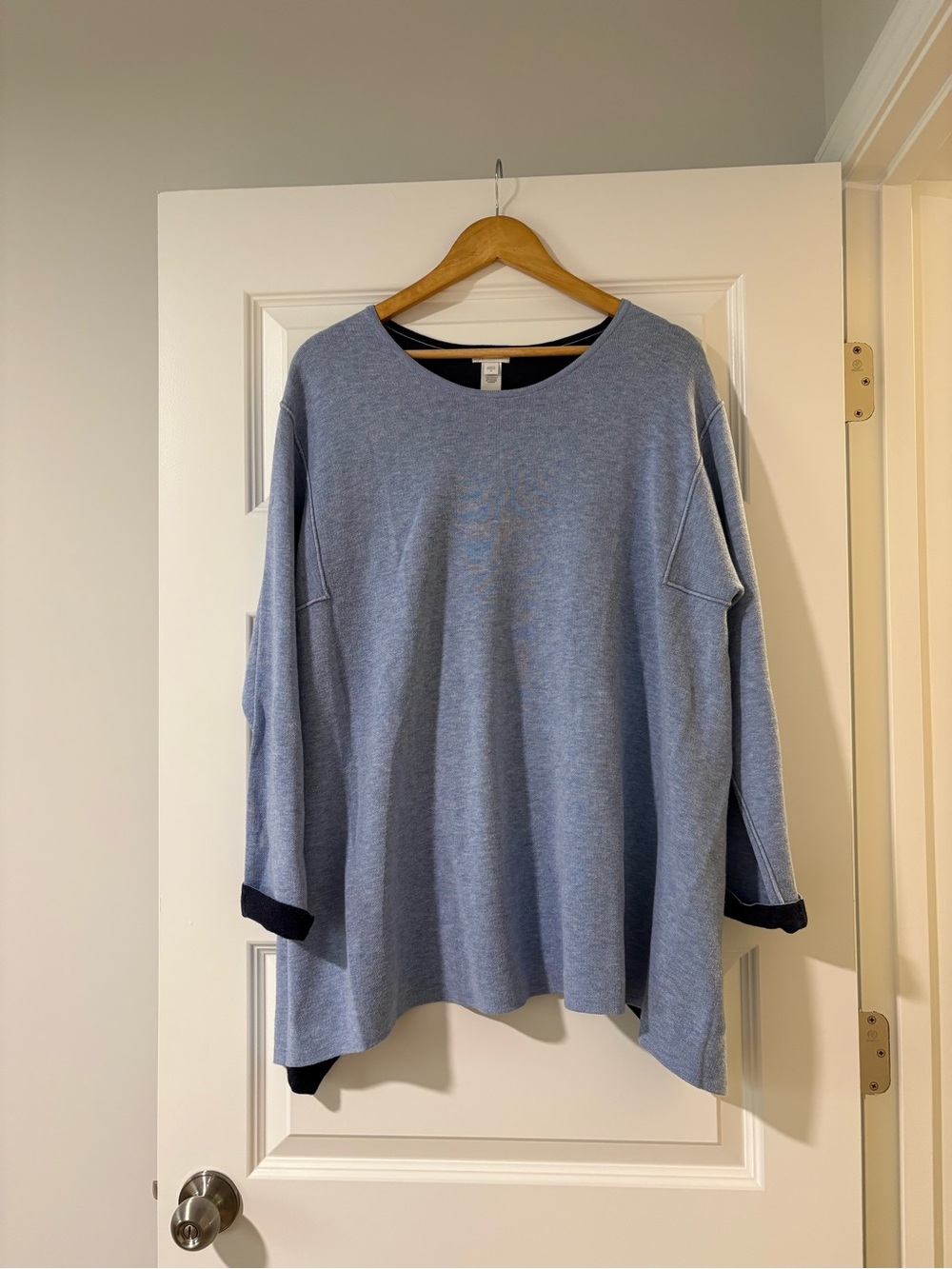 J. Jill Navy Sweater Light Blue Cotton Blend Size Xl Textured Knit Travel Outfit
